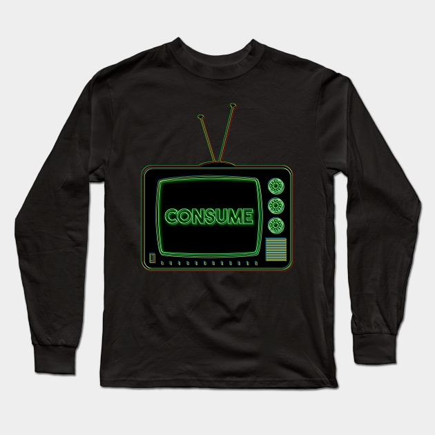 Retro TV | Consume | Pop Art Long Sleeve T-Shirt by williamcuccio